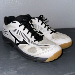 Mizuno Cyclone Speed 3‎ W Sz 8.5 Shoes Black White Lace Up Volleyball Show EUC